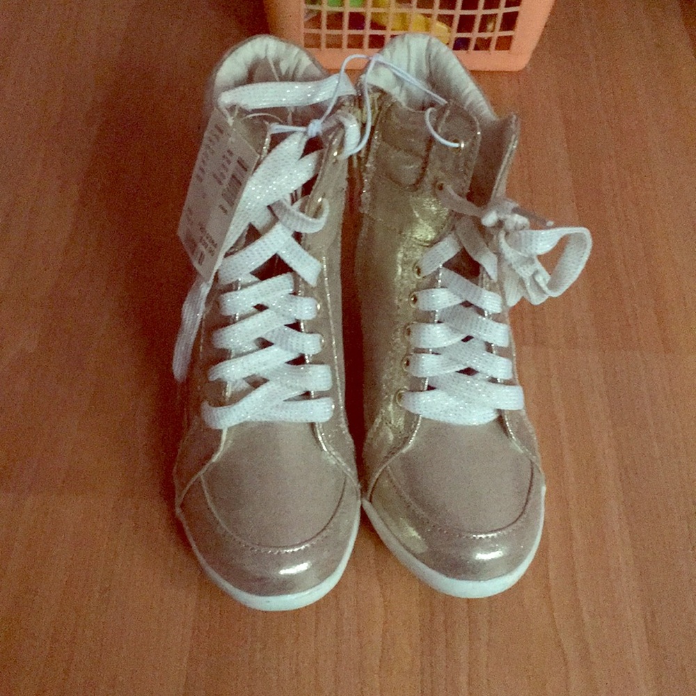Justice gold wedge sneakers